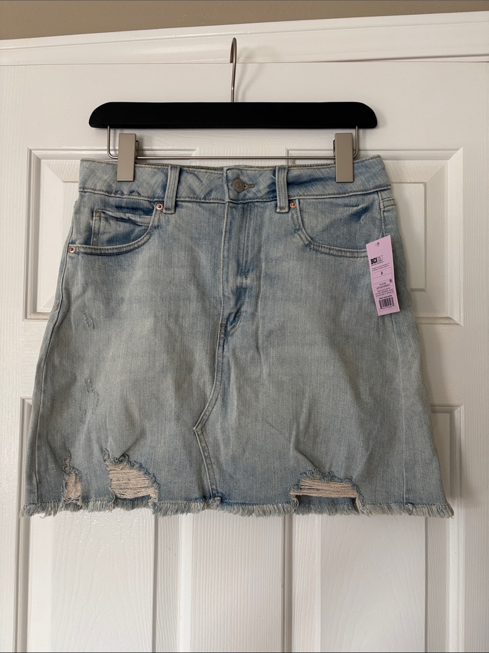 Target Light Blue Distressed Denim Mini Skirt